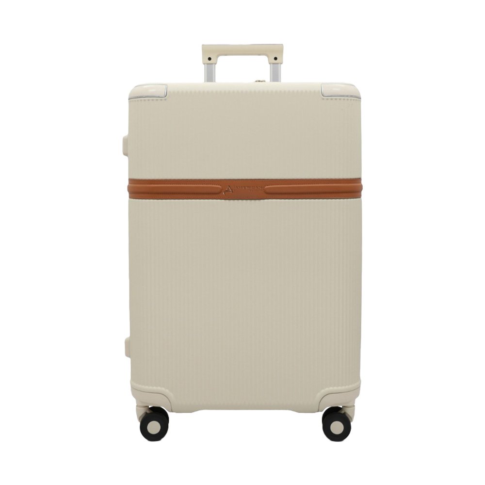 The Monarch Vintage-Inspired Spinner Luggage – Ivory & Saddle Brown